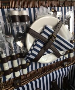 Wicker Picnic Basket for 2 with Waterproof Picnic Blanket, Picnic Set for 2 with Sand-Proof Beach Mat,Willow Hamper Service Gift Set for Camping and Outdoor Party Best Gift 15.4" For 2 41 81MJe BDF L