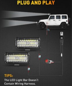 NAOEVO 7 inch LED Light Bar, 240W 24,000LM Offroad Fog/Driving Lights LED Pods with Spot Flood Combo Beam, Waterproof LED Work Lights for Truck Boat UTV ATV Jeep, 2 Pack (White) White 34 81MJgAvyEL
