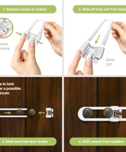 Sliding Cabinet Locks (4-Pack) 8 inch, Multi-Purpose Child Safety Lock by Skyla Homes - No Tools or Drilling Required, Best for Baby Proofing, Strong ABS Free Plastic Knob Cover 8 Inch (Pack of 4) 15 81MKGOEBKIL 1