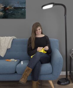 Lavish Home 72-6890 Floor Full Spectrum Natural Sunlight Lamp with Bendable Neck-Reading, Craft, Studying, and Esthetician Light (Black) Adjustable Lamp-6ft Black 19 81MN5RT72QL