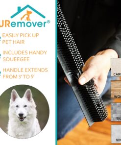 FURemover Original Indoor Pet Hair Rubber Broom with Carpet Rake and Squeegee, Black and Yellow FURemover Original Indoor Broom 29 81MOQUR2OL