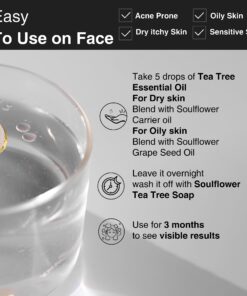 Soulflower Organic Tea Tree Essential Oil for Oily Skin & Itchy Scalp- Melaleuca Alternifolia- 100% Pure, Natural, Vegan, Cruelty Free, Premium Quality, Aromatherapy, Diffusion, 30ml/ 1 fl oz 1 Fl Oz (Pack of 1) 28 81MSZjFWfVL 4