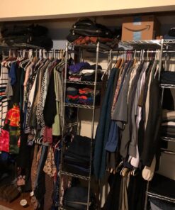 Seville Classics Closet Garment Organizer with Metal Hanging Rod Wardrobe Storage System, w/ Steel Shelves for Clothes, Shirts, Jackets, Coats, Blankets, Shoes, Steel, Expandable Rack 59 81MUiW7xFHL