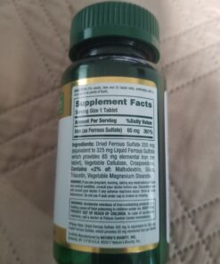 Nature's Bounty Iron 65mg, 325 mg Ferrous Sulfate, Cellular Energy Support, Promotes Normal Red Blood Cell Production, 100 Tablets 34 81MUviBloHL