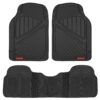 Motor Trend FlexTough Performance All Weather Rubber Car Floor Mats - 3 Piece Floor Mats Automotive Liners for Cars Truck SUV, Heavy-Duty Waterproof (Black) Black