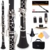 Mendini by Cecilio B Flat Beginner Student Clarinet with 2 Barrels, Case, Stand, Book, 10 Reeds, Mouthpiece and Warranty (Ebonite) Ebonite 8 81MZsEtkIqL