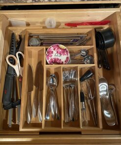 Bellemain Expandable Bamboo Drawer Organizer - Large Kitchen Utensil Holder for Cutlery, Silverware, Flatware Storage - Utensil Organizer for Kitchen Drawers, Desk, Junk Drawer Organizer Tray, 8-Slot 39 81MbPNSlBXL