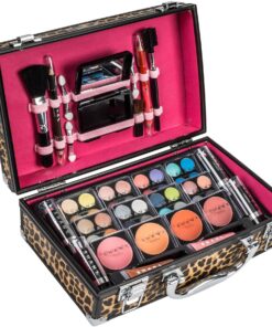 SHANY Carry All Makeup Train Case with Pro Makeup Set, Makeup Brushes, Lipsticks, Eye Shadows, Blushes, Powders, and more - Reusable Makeup Storage - Premium Gift Packaging - Leopard 24 81MbWYTJzEL