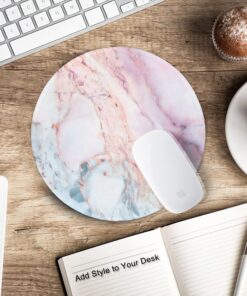 ITNRSIIET Marble Round Mouse Pad, Pink Marble Customized Premium-Textured Mouse Mat,Washable Mousepads with Lycra Cloth, Non-Slip Rubber Base Small Mousepad, 7.87×7.87×0.12 inches (Pink Marble) 26 81McBGe36QL