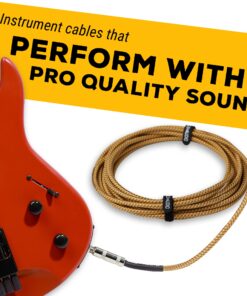 GLS Audio Instrument Cable - 1/4 Inch TS to 1/4 Inch Instrument Cable for Bass/Electric Guitar- Brown/Yellow Braided Tweed, 20ft 20 Ft. Straight Gold 26 81MemoRrF4L 1