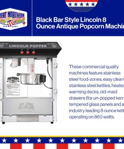 Great Northern Popcorn Black Bar Style Lincoln 8 Ounce Antique Popcorn Machine (Bar Style) Machine Only 33 81Mh4JOQEYL