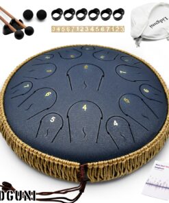 Alternative view of Steel Tongue Drum - Lidguni 15 Note 14 Inch Tongue Drum Instrument - Hand Pan Drums with Music Book, Steel Handpan Drum Mallets and Carry Bag, C Major,Handpan Drum for adults (Navy Blue) Navy Blue