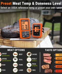 ThermoPro TP20 500FT Wireless Meat Thermometer with Dual Meat Probe, Digital Cooking Food Meat Thermometer Wireless for Smoker BBQ Grill Thermometer Orange 23 81MifK0r0CL