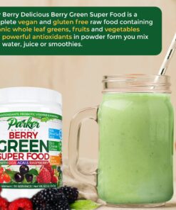 Berry Green Superfood Powder Smoothie Mix with Organic Greens & Organic Fruits, Enzymes, Probiotics, Antioxidants, Vitamins, Minerals - Alkalize & Detox - Non GMO, Vegan & Gluten Free - 240 Grams 13 81Mjk4i4g2L
