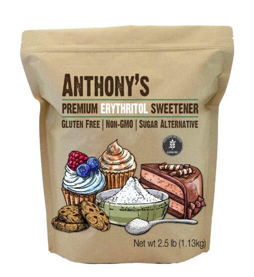 Anthony's Erythritol Granules, 2.5 lb, Non GMO, Sweetener, Keto & Paleo Friendly Regular 2.5 Pound (Pack of 1)