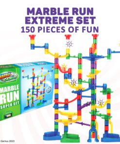 Alternative view of Marble Genius Marble Run (150 Complete Pieces) Maze Track or Building Toys for Kids Ages 4-8, for Adults, Teens, and Toddlers, (85 Translucent Marbulous Pieces + 65 Glass-Marble Set), Super Set 3.) Super Set - 150 Complete Pieces