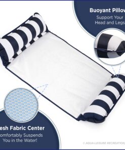 Aqua Original 4-in-1 Monterey Hammock Pool Float & Water Hammock – Multi-Purpose, Inflatable Pool Floats for Adults – Patented Thick, Non-Stick PVC Material Blue Navy - Hammock 21 81MqaLLuC4L