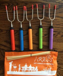 Marshmallow Roasting Sticks kit-Telescoping Stainless Steel Cookware Set Forks for Smores & Best Camping Accessories for Kids Over Campfire & Hot Dog Fire Pit Cooking 49 81MruK3oE6L