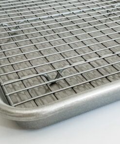 USA Pan Bakeware Half Sheet Baking Pan and Bakeable Nonstick and Cooling Rack Set, Metal Half Sheet Pan & Rack Set 22 81MuKttNypS