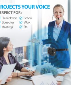 PYLE-PRO Portable Waist-Band PA Speaker System - Compact Voice Amplifier and Headset Microphone Set with Built-in Rechargeable Battery, MP3/USB Playback, AUX, Power Adapter, Strap, Belt Clip PWMA60UB Black 12 81MwTmf0IUL