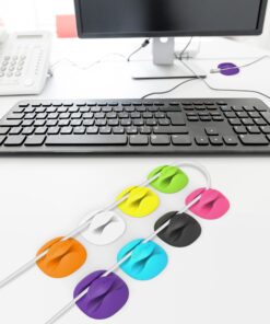 iGotTech Cable Clips and Cord Management System 6 Pack of Dual Slotted Adhesive Desktop Cable Organizers | Phone & Computer Wire Holder (Multicolor) Multicolored 33 81N lT0mQ L