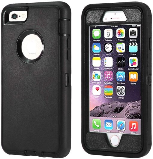 Annymall Case Compatible for iPhone 8 & iPhone 7, Heavy Duty [with Kickstand] [Built-in Screen Protector] Tough 4 in1 Rugged Shorkproof Cover for Apple iPhone 7 / iPhone 8 Black