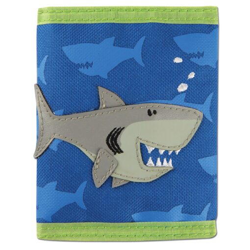 Stephen Joseph, Kids Unisex Wallet, Toddler Wallet for Boys and Girls with Applique Designs, Screen Printed Wallet with Zippered Coin Pocket, Shark