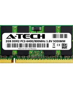 A-Tech 2GB DDR2 800MHz SODIMM PC2-6400 1.8V CL6 200-Pin Non-ECC Unbuffered Laptop RAM Memory Upgrade Module (2GB x 1) | 2GB Stick DDR2 800MHz (PC2-6400) 3 81N4R75R6mL