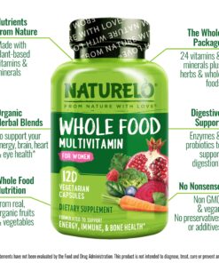 NATURELO Whole Food Multivitamin for Women - with Vitamins, Minerals, & Organic Extracts - Supplement for Energy and Heart Health - Vegan - Non GMO - 120 Capsules 120 Count (Pack of 1) 27 81N7OqWv1L
