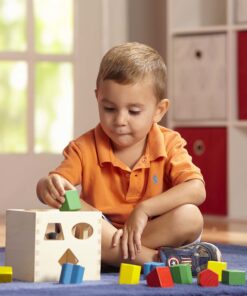 Melissa & Doug Shape Sorting Cube - Classic Wooden Toy With 12 Shapes - Kids Shape Sorter Toys For Toddlers Ages 2+ 33 81N7v8a6u6L