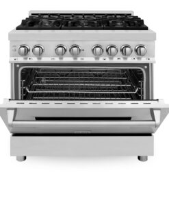 ZLINE 36" 4.6 cu. ft. Dual Fuel Range with Gas Stove and Electric Oven with Color Door Options (RA36) (Stainless Steel) 11 81N8eeqJt L