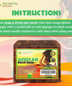 Organic African Black Soap - For Acne & Dark Spots | Natural Vegan and Cruelty Free – Satisfaction Guarantee 1lb bar | 90 day Supply 1 Pound (Pack of 1) 36 81NA8WpVbSL 1