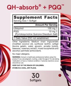 Jarrow Formulas QH-Absorb + PQQ - 30 Softgels - Dietary Supplement Supports Mitochondrial Biogenesis, Energy Production & Cardiovascular Health - Up to 30 Servings rosemary 30 Servings (Pack of 1) 18 81NBdPFcCML