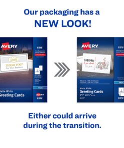 Avery Half-Fold Greeting Cards, Inkjet, 5.5 x 8.5, Matte White, Box of 30, Envelopes Included (8316) 30 cards 10 81NEjv9cAL