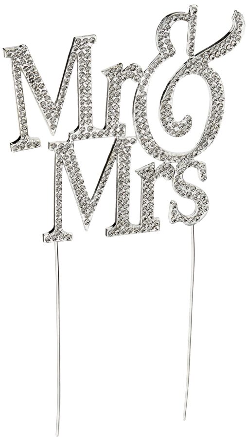 1 X Mr & Mrs Monogram Silhouette Rhinestone Wedding Cake Topper Decoration with Crystals - Formal Font