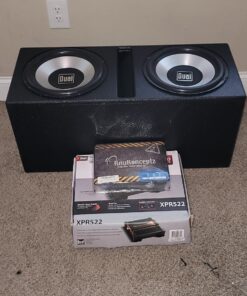 QPower QBOMB12V Dual 12 Inch Subwoofer Box with Bedliner Spray for Speakers, High-Performance Vented Subwoofer, Durable Sub Box, Black 38 81NG4b3SQWL