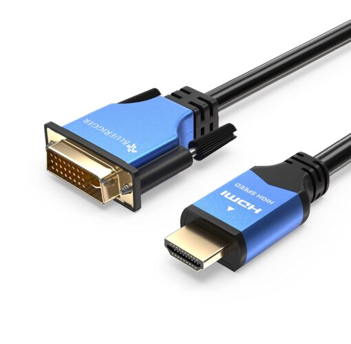 BlueRigger HDMI to DVI Cable (6FT, High-Speed, Bi-Directional Adapter Male to Male, DVI-D 24+1, 1080p, Aluminum Shell) - Compatible with Raspberry Pi, Roku, Xbox One, PS5/PS4/PS3, Graphics Card 6FT