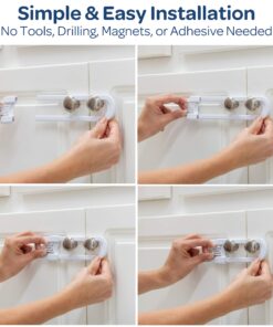 6-Pack Sliding Cabinet Locks - Reusable U-Shaped Child Cabinet Locks for Baby Proofing Cabinets, Drawers, Cupboards & More - No Tools, No Drilling, Easy to Use Child Proof Cabinet Latches by Wittle 24 81NGlsnd2XL 3