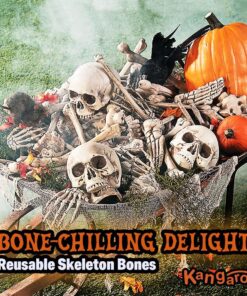 Kangaroo Halloween Bag of Skeleton Bones and Skull- Halloween Graveyard Props- Haunted House Lawn Yard Decorations- Scary Halloween Decorations 30 Pieces Bag of Plastic Bones 27 81NNo7twNL