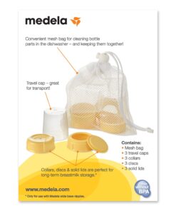 Medela Spare Parts for Breast Milk Bottles, Extra Caps, Lids, Collars, and Discs, Includes Convenient Mesh Bag for Easy Washing, Bottle Spare Parts Made Without BPA 4 81NOHKQmywL