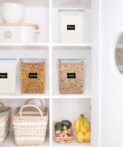 Vtopmart Large Food Storage Containers 5.2L / 176oz, 4 Pieces BPA Free Plastic Airtight Food Storage Canisters for Flour, Sugar, Baking Supplies, with 4 Measuring Cups and 24 Labels, Blue 5.2L--4.7quart 32 81NPEoNK97L