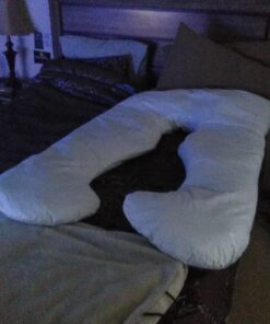 Pregnancy Pillow, Full Body Maternity Pillow with Contoured U-Shape by Bluestone, Back Support 60 x 35 x 7" Pillow & Pillowcase White 40 81NQbeDH0GL