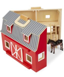 Melissa & Doug Fold and Go Wooden Barn With 7 Animal Play Figures - Farm Animals Portable Toys For Kids And Toddlers Ages 3+ Set 37 81NQdOQoczL