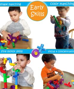 Alternative view of Skoolzy STEM Learning Pipe Tube 29 Piece Toys_and_Games Set, Educational Construction Building Blocks for ADHD & Autism for Baby, Kid Includes Wheels Pipes Joints and eBook