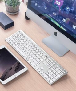 Bluetooth Keyboard, iClever DK03 Wireless Keyboard Multi-Device Keyboard, Dual Mode (Bluetooth 4.2 + 2.4G) Ultra-Slim Full-Size Keyboard for Mac, iPad, Apple, Android, Windows, Connect Up To 3 Devices 28 81NVJZqDRRL