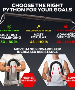 Python Power Twister Bar - Upper Body Exercise for Chest, Shoulder, Forearm, Bicep and Arm Strengthening Workout Equipment by Core Prodigy 45-110 lb 19 81NVL0MyGSL