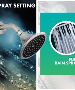 Niagara Conservation N2515CH Sava Spa 1-Spray with 1.5 GPM 4.4-in. Wall Mount Adjustable Fixed Shower Head in Chrome, 1-Pack | Bathroom Shower Head Sprayer with Pressure Compensation Technology 18 81NW8Totr0L