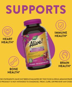 Nature's Way Alive! Women’s 50+ Daily Gummy Multivitamin, Supports Multiple Body Systems*, Supports Healthy Heart, Brain & Bones*, B-Vitamins, Mixed Berry Flavored, 130 Gummies (Packaging May Vary) 130 Count (Pack of 1) 20 81NXROKqTjL