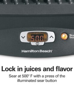 Hamilton Beach Steak Lover's Electric Indoor Searing Grill, Nonstick 100 Square, Stainless Steel (25331), Black and Stainless, Medium Serving 29 81Nazt2jtVL