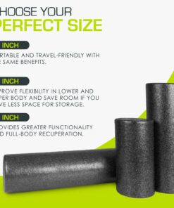 ProsourceFit High Density Foam Rollers 12 - inches long, Firm Full Body Athletic Massage Tool for Back Stretching, Yoga, Pilates, Post Workout Muscle Recuperation, Black 36"H x 6"D 32 81Nc6f6CKLL